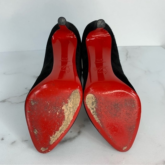 Christian Louboutin Spinetita Velvet Cage Lace-Up Suede Leather Booties Heels - Picture 9 of 16